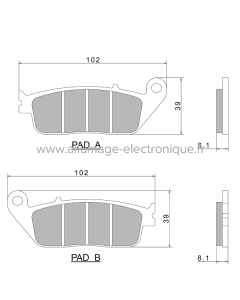 Plaquettes de Frein Nissin A0020 Premium Semi-Metallic (vendu par jeu de deux plaquettes) - 2P-202NS