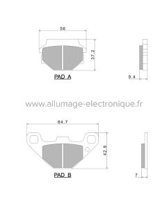 Plaquettes de Frein Nissin A0330 Premium Semi-Metallic (vendu par jeu de deux plaquettes) - 2P-236NS