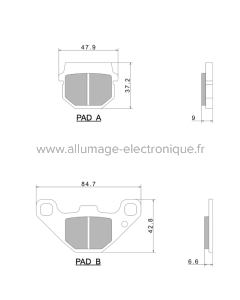 Plaquettes de Frein Nissin A0340 Premium Semi-Metallic (vendu par jeu de deux plaquettes) - 2P-237NS