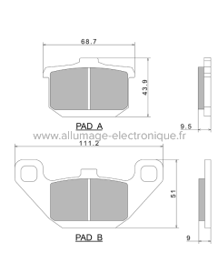 Plaquettes de Frein Nissin A0380 Premium Semi-Metallic (vendu par jeu de deux plaquettes) - 2P-241NS