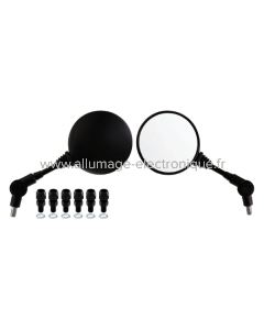 RMS Paire de rétroviseurs arrondis universels avec adaptateurs M8 et M10 - Pliable